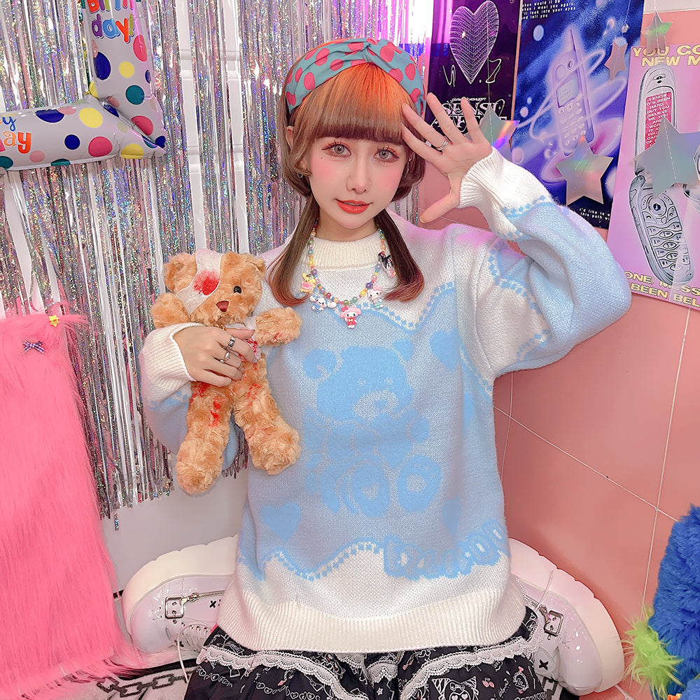 Harajuku bear print sweater PL52715