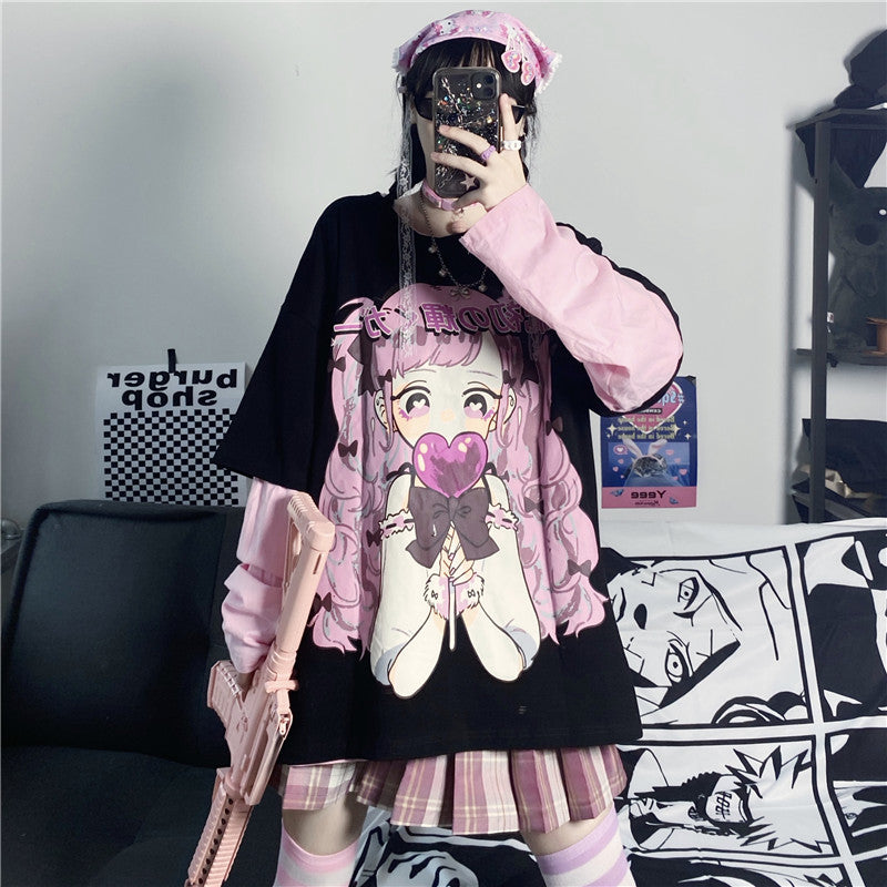 Harajuku print long sleeve T-shirt PL50801