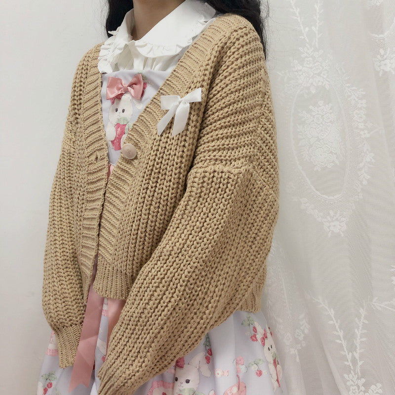 Cute bow knit coat PL21076