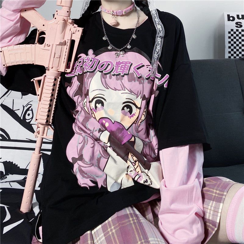 Harajuku print long sleeve T-shirt PL50801