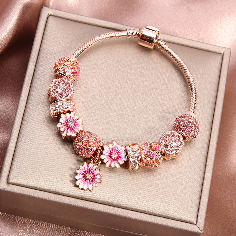 Pink Daisy Flower Bracelet PL52319