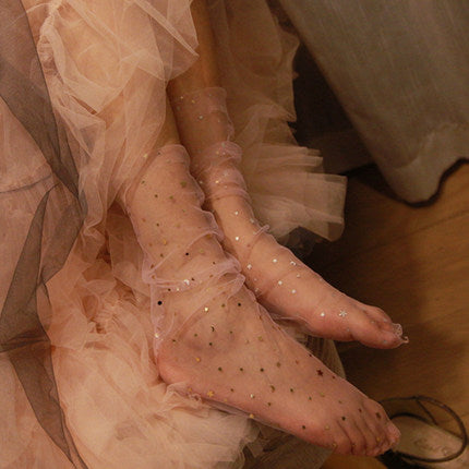 Star lace tulle socks(3 pairs)  PL20092