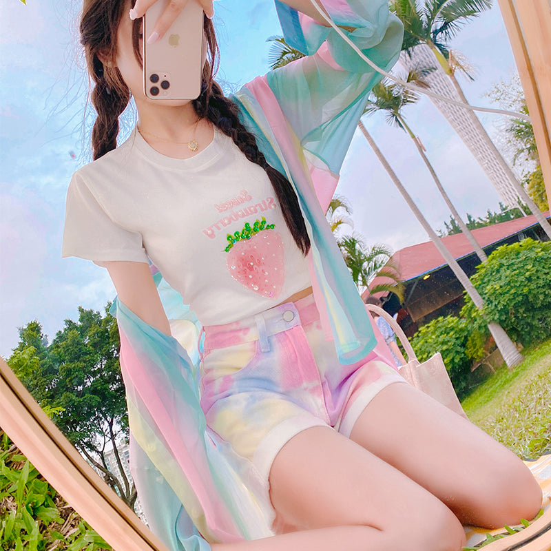 Tie-Dye Gradient Chiffon Shirt PL52284