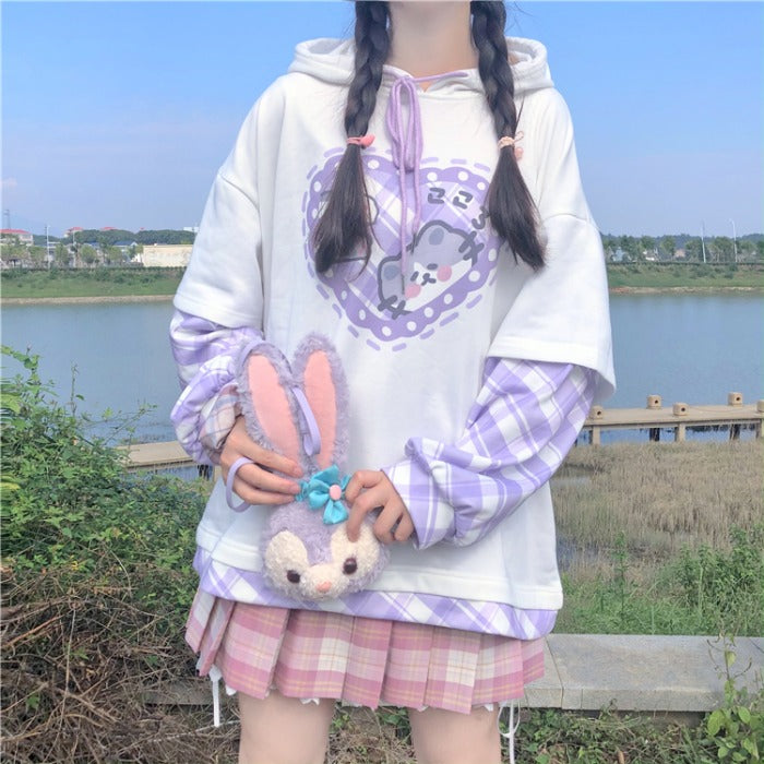 Cute hooded fake two-piece jacket PL51008