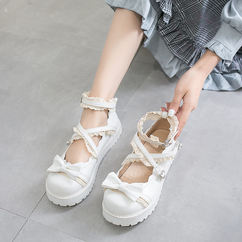lolita bow leather shoes PL50245