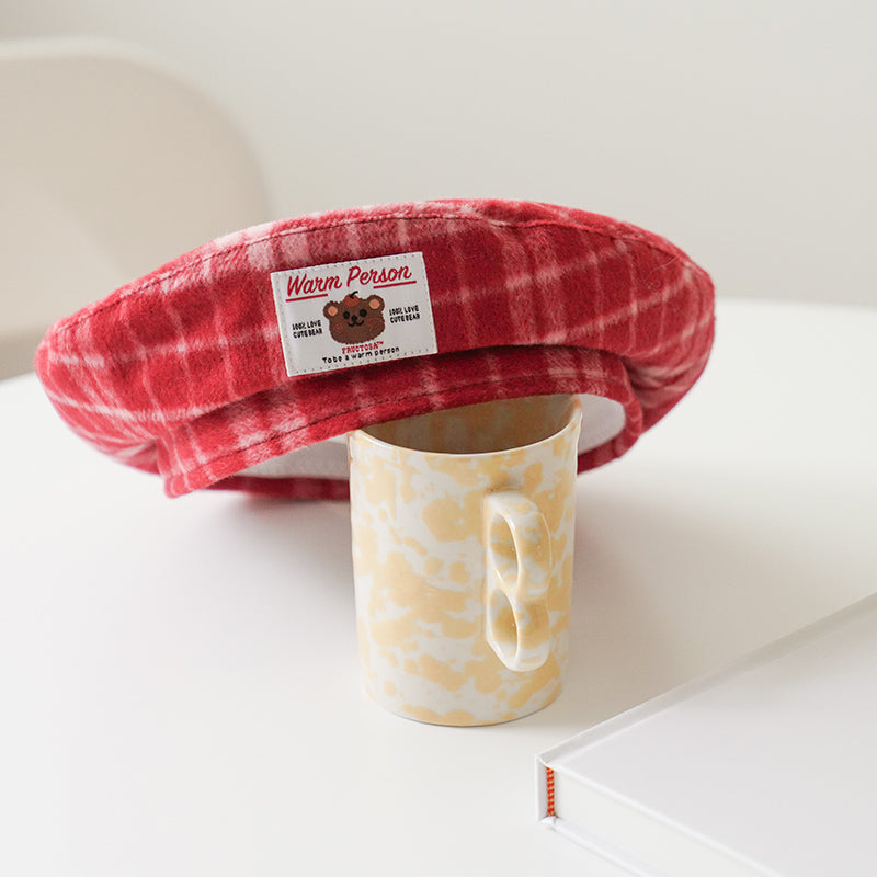 Red Check Beret PL51230