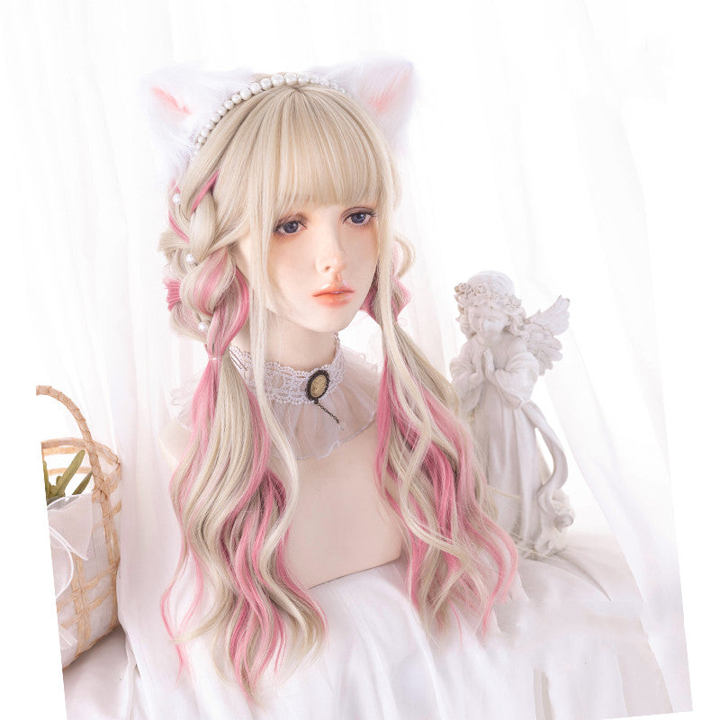 Gold powder gradient long wig wig PL52256