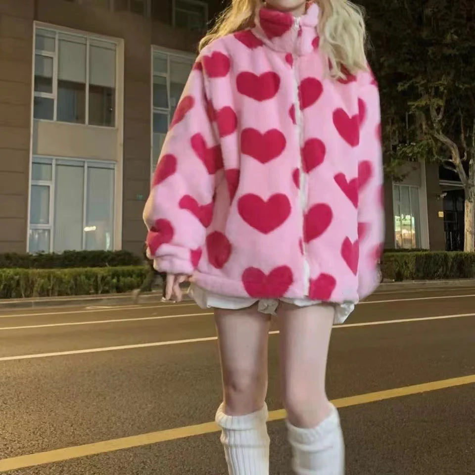 Pink love lamb wool coat PL52657