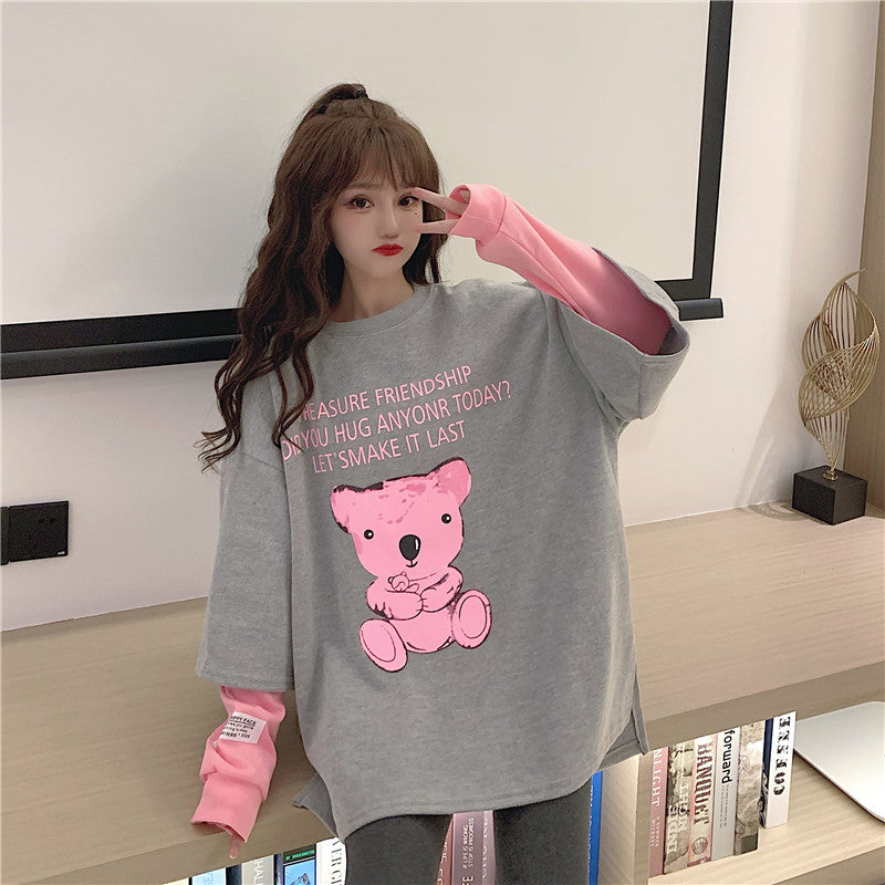 Chic Long Sleeve Bear Tee PL52464