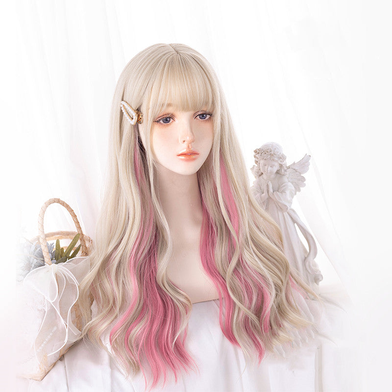 Gold powder gradient long wig wig PL52256
