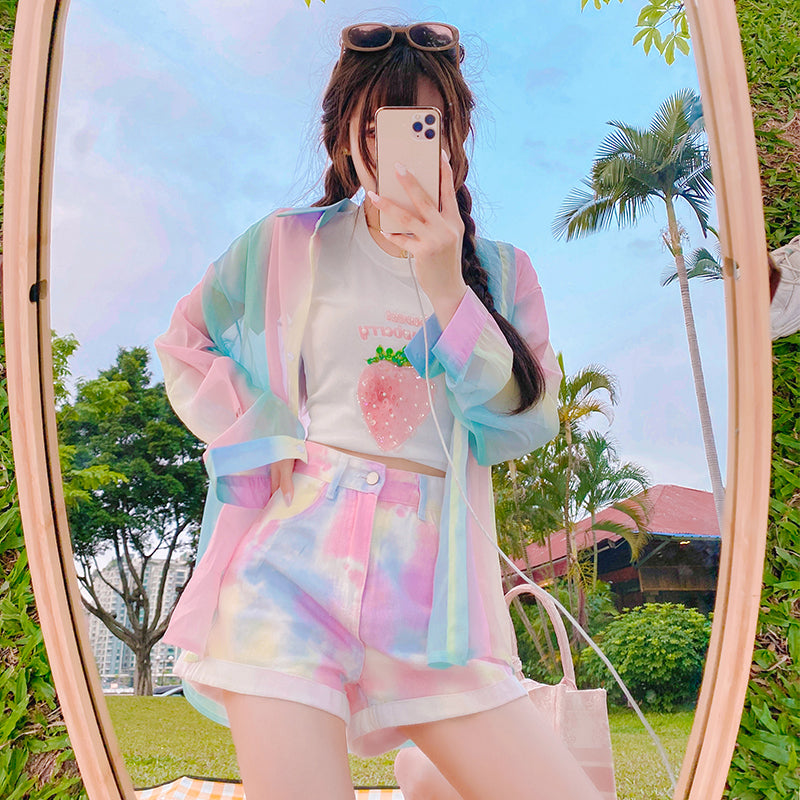 Tie-Dye Gradient Chiffon Shirt PL52284