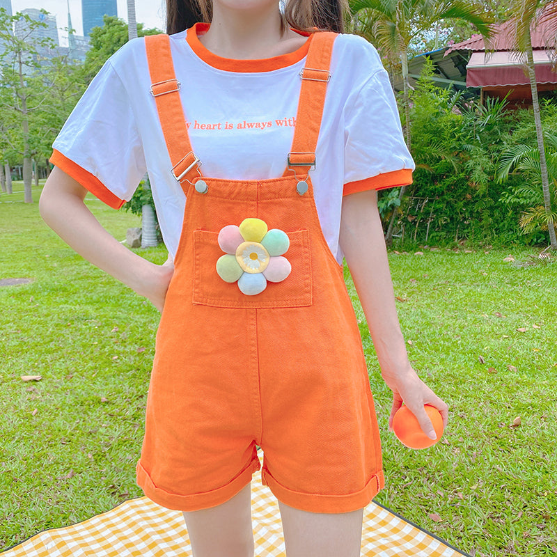Orange overalls + T-shirt 2-piece set PL52278
