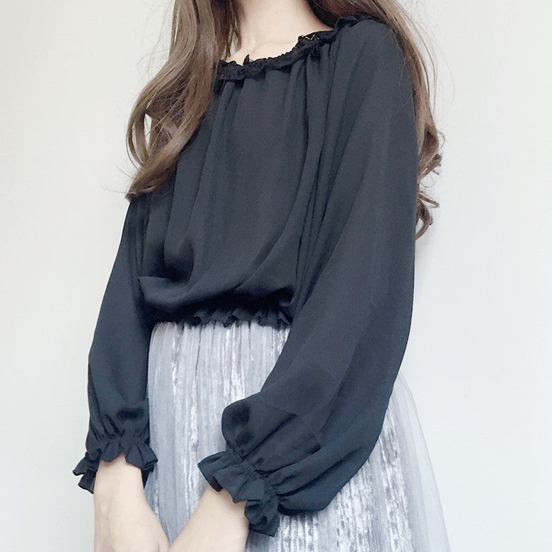Lace long sleeve chiffon shirt PL20088