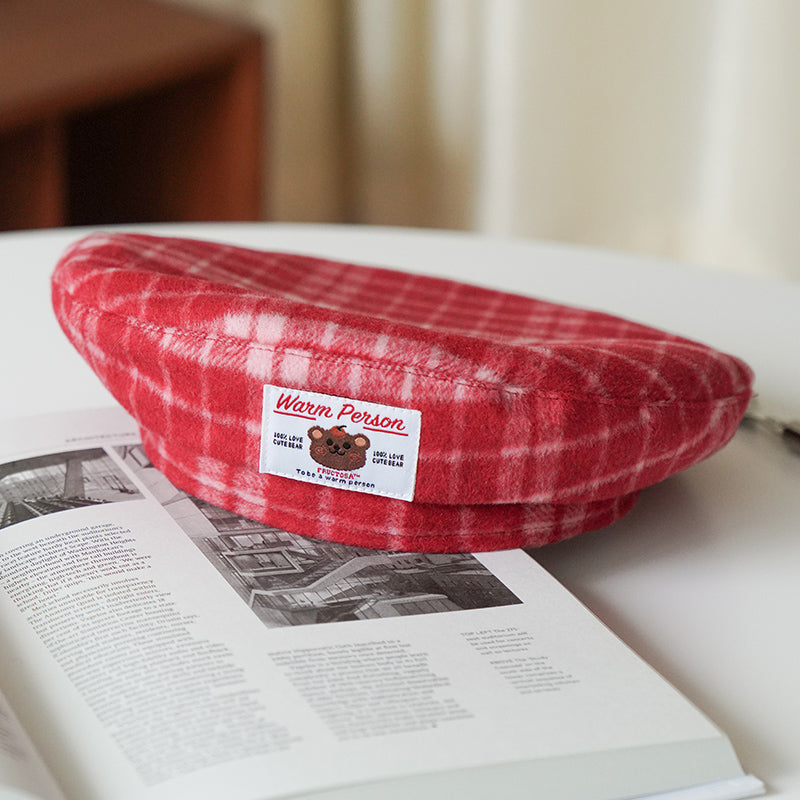 Red Check Beret PL51230