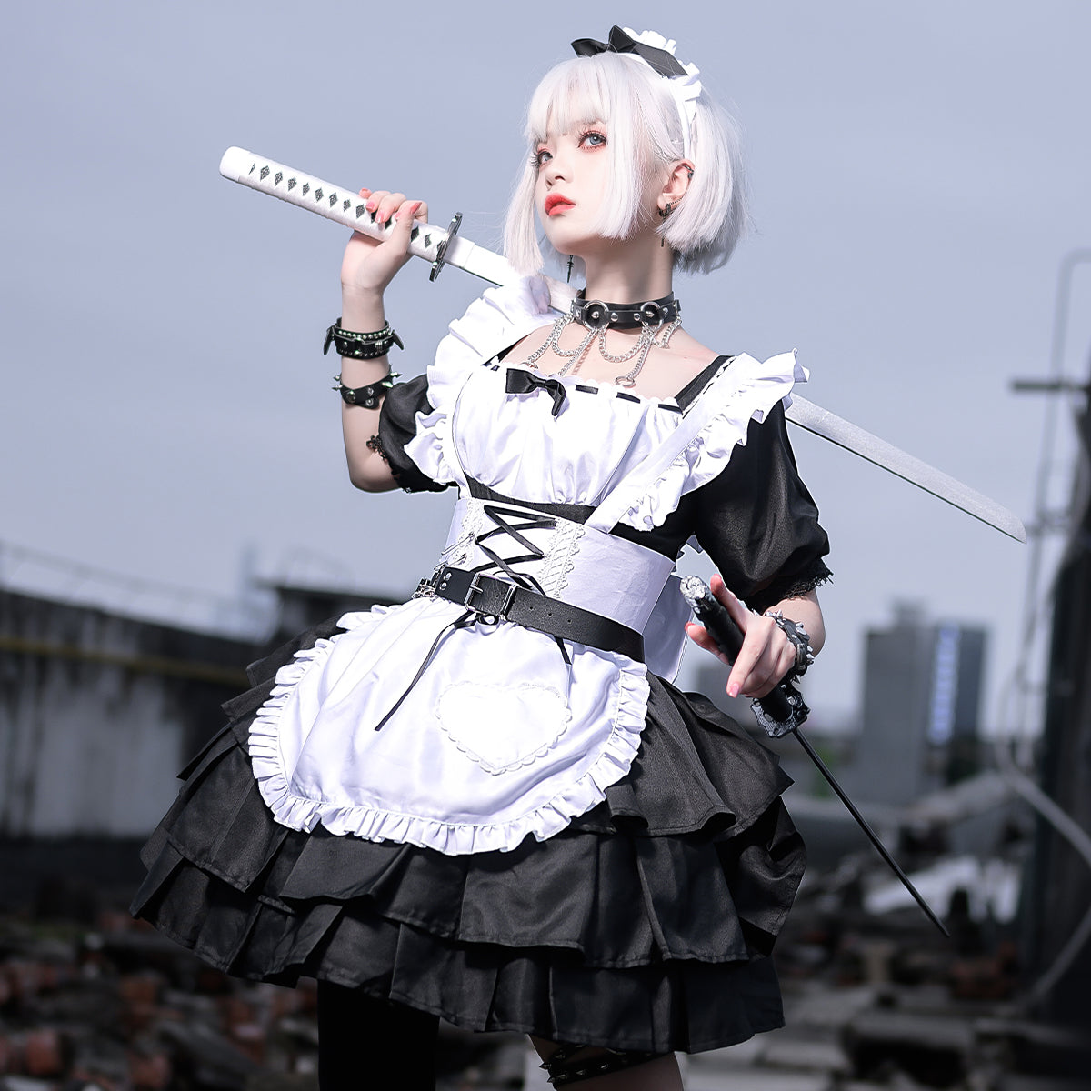 Black and white maid suit PL52422