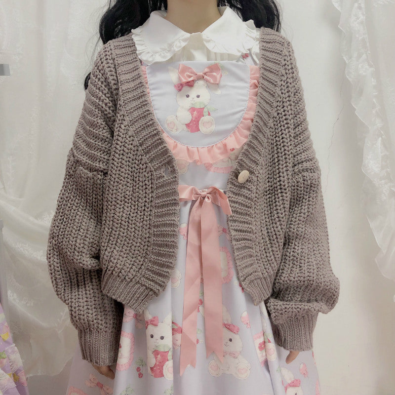 Cute bow knit coat PL21076