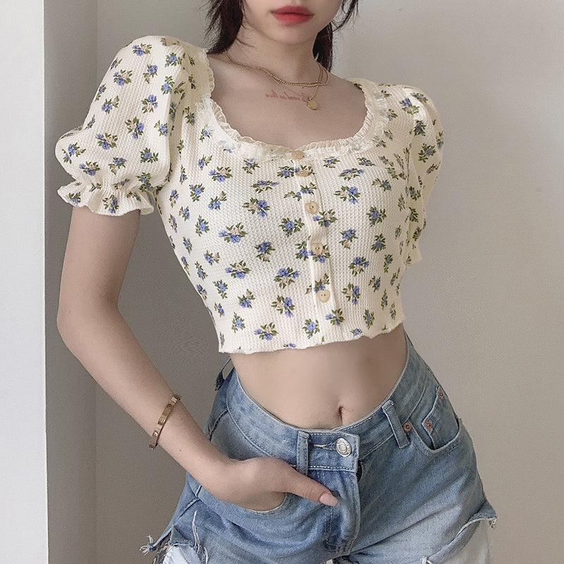 Vintage Square Neck Short Sleeve T-Shirt PL52388