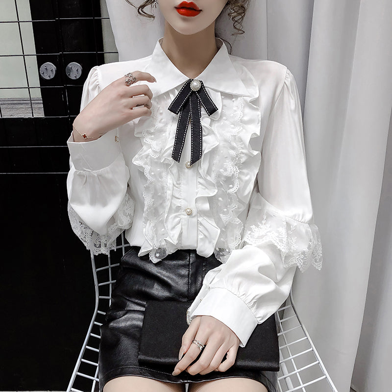 Long-sleeved shirt with bow PL51872