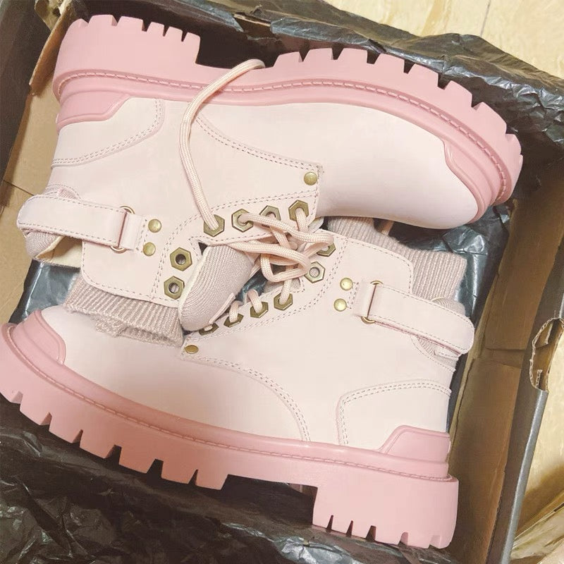 Pink short barrel Martin boots PL52531