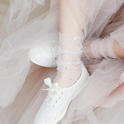 Star lace tulle socks(3 pairs)  PL20092