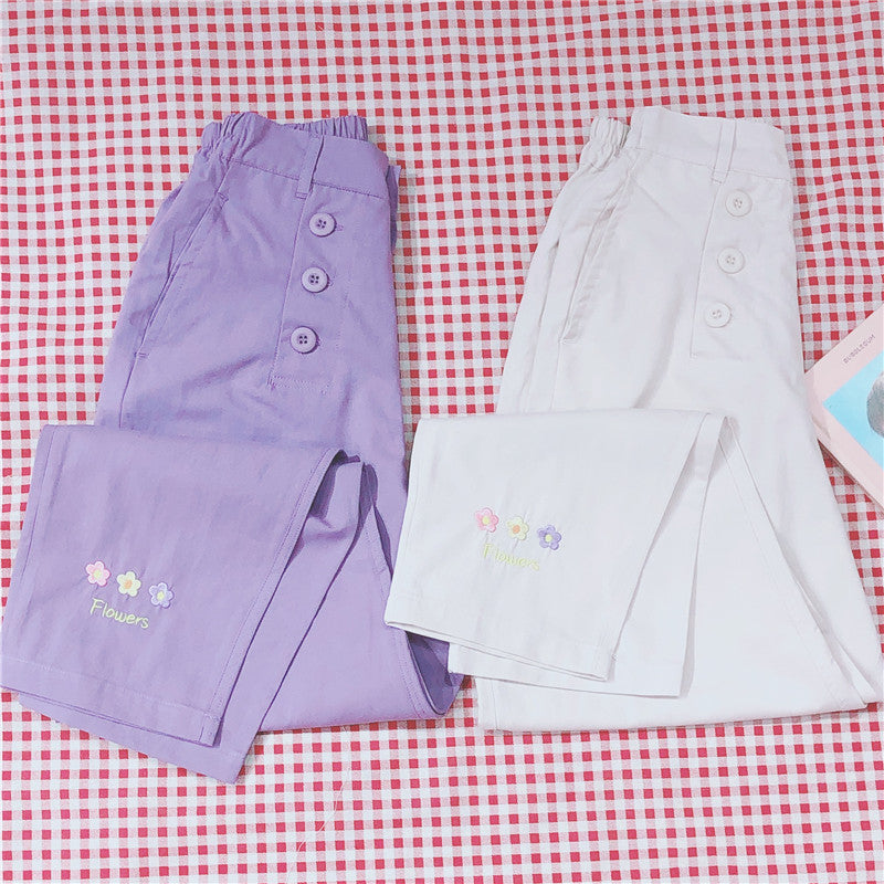 Embroidered casual pants PL20639