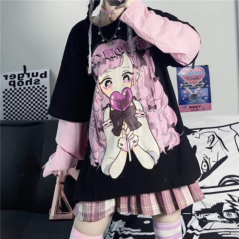 Harajuku print long sleeve T-shirt PL50801