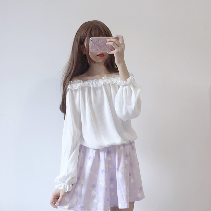 Lace long sleeve chiffon shirt PL20088
