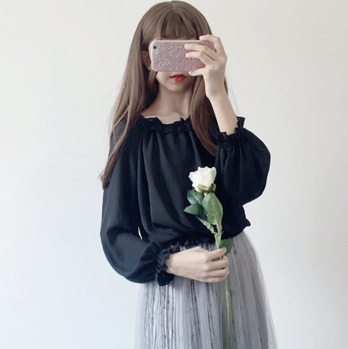 Lace long sleeve chiffon shirt PL20088