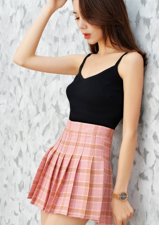 Lolita Plaid High Waist Zip Skirt PL20157