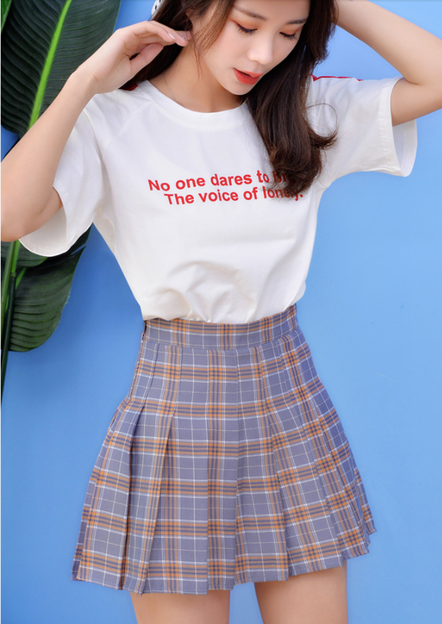 Lolita Plaid High Waist Zip Skirt PL20157