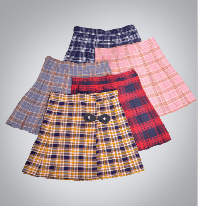 Lolita Plaid High Waist Zip Skirt PL20157