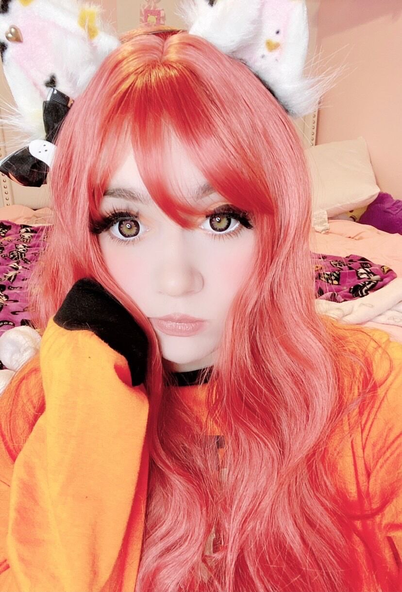 Orange red noodle roll wig PL20658