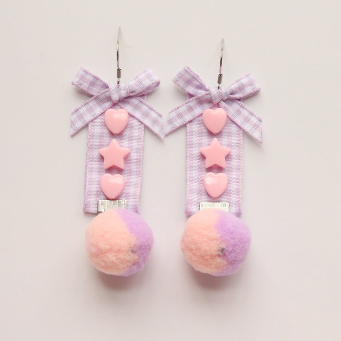 Lolita Two-color hair ball earrings PL20132