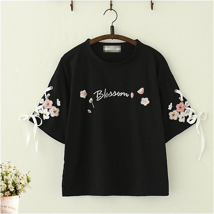 Lolita Flower Embroidered T-Shirt PL20230