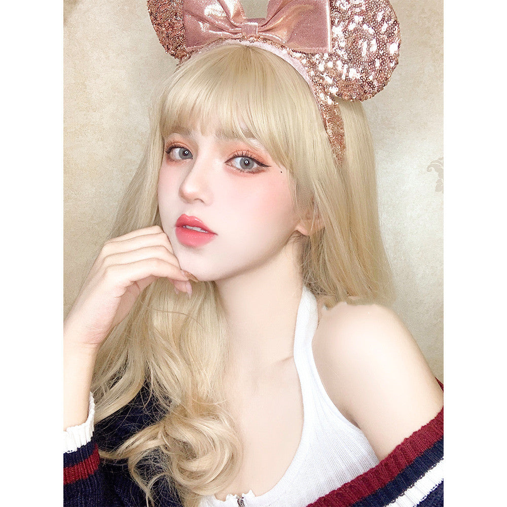 Khaki Gold Wavy Long Curly Hair Wig PL52583