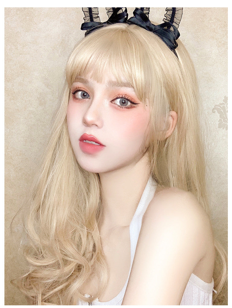 Khaki Gold Wavy Long Curly Hair Wig PL52583