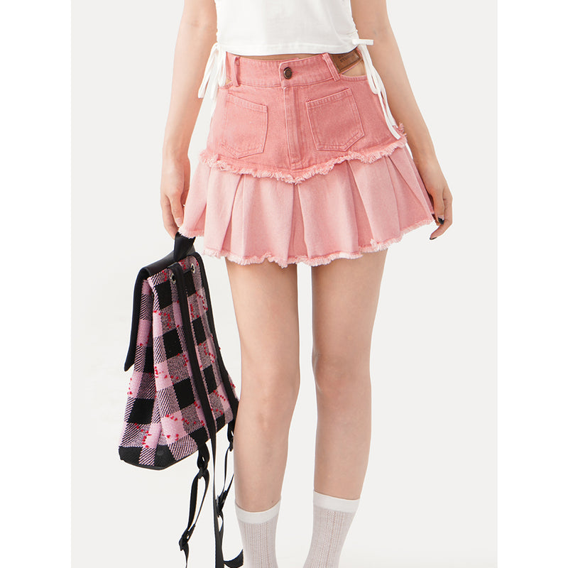 pink denim skirt PL53421