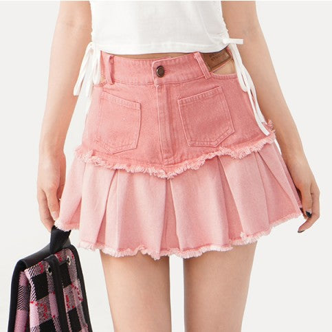 pink denim skirt PL53421