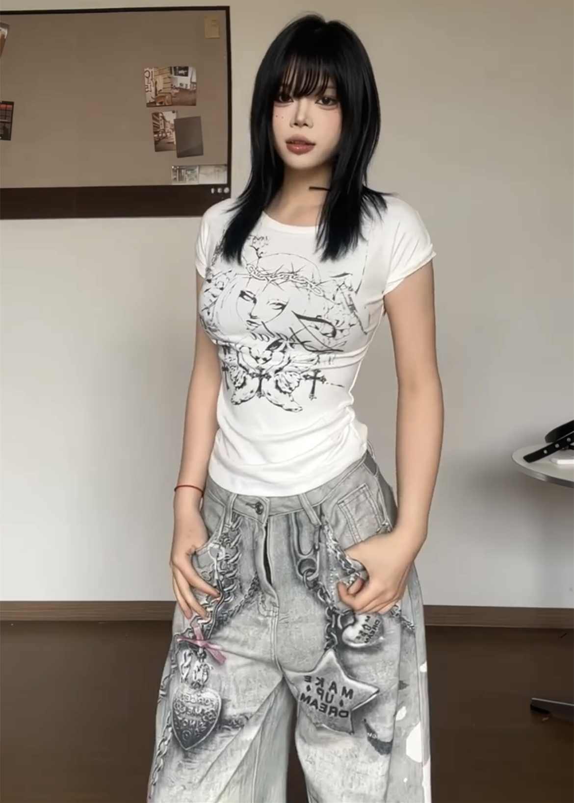 y2k subculture punk retro chain jeans PA20251