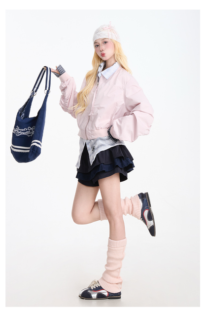 Plaid patchwork jacket and culottes set PA20163