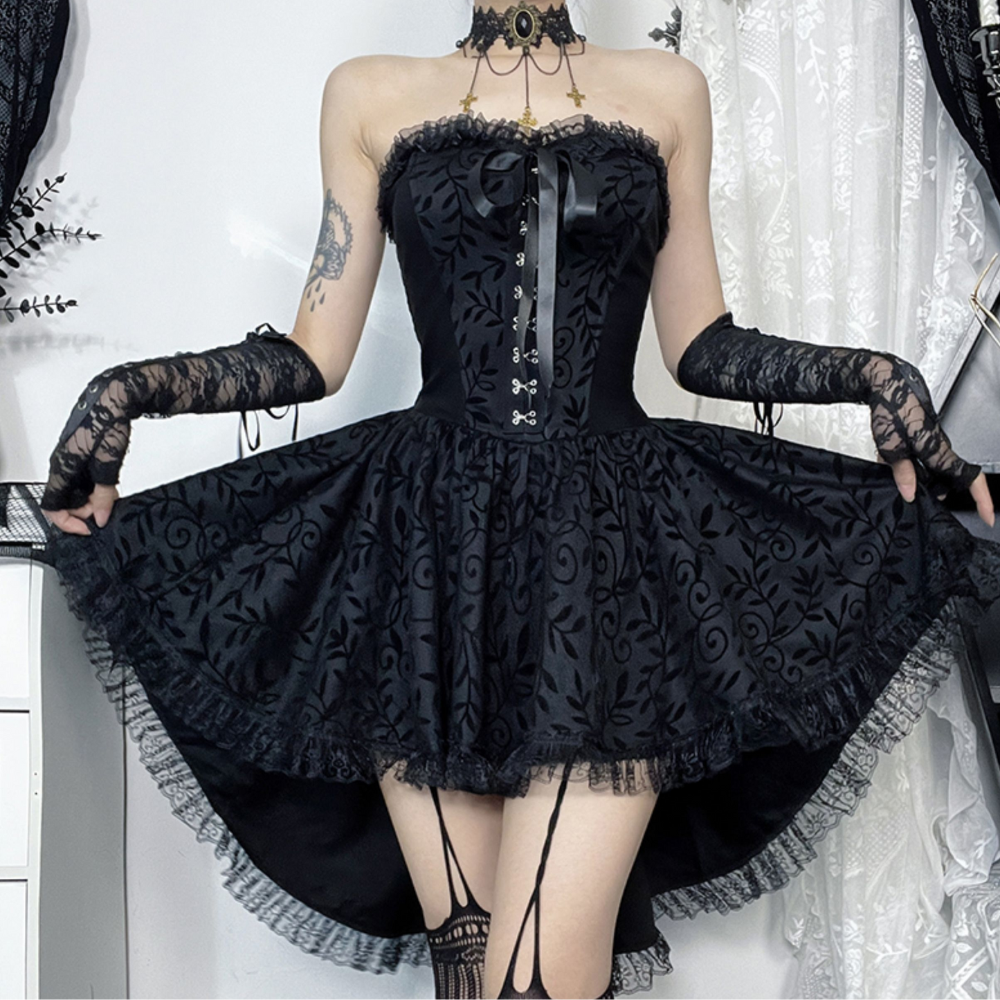 Gothic subculture tube top dress PA20210
