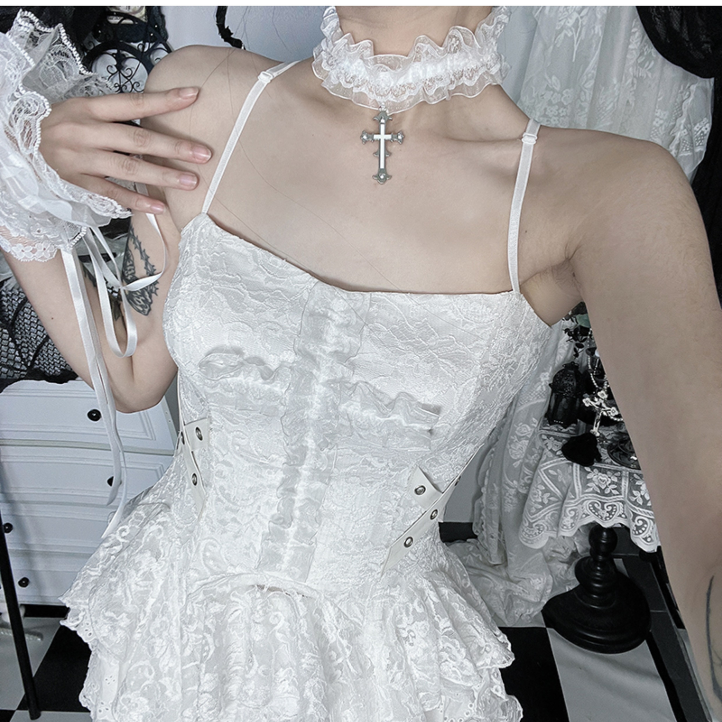 White lace suit subculture suit PA20118