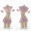 PINK TRANSPARENT SHEER SAILOR SCHOOL UNIFORM LINGERIE PL53590