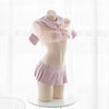 PINK TRANSPARENT SHEER SAILOR SCHOOL UNIFORM LINGERIE PL53590