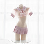 PINK TRANSPARENT SHEER SAILOR SCHOOL UNIFORM LINGERIE PL53590