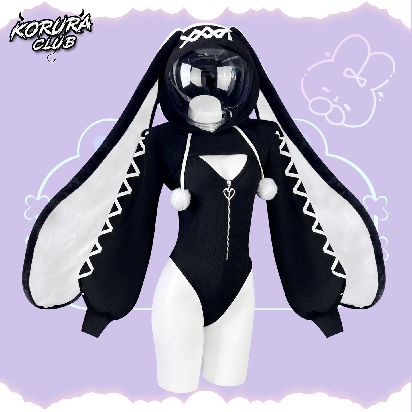 Cosplay Heart-Lock Floppy Bunny Jumpsuit KO103