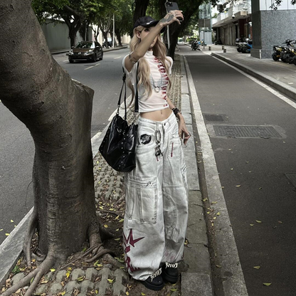 Punk y2k dirty dyed work jeans PA20248