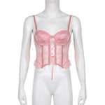 Romantic fishbone lace stitching camisole corset PL53450