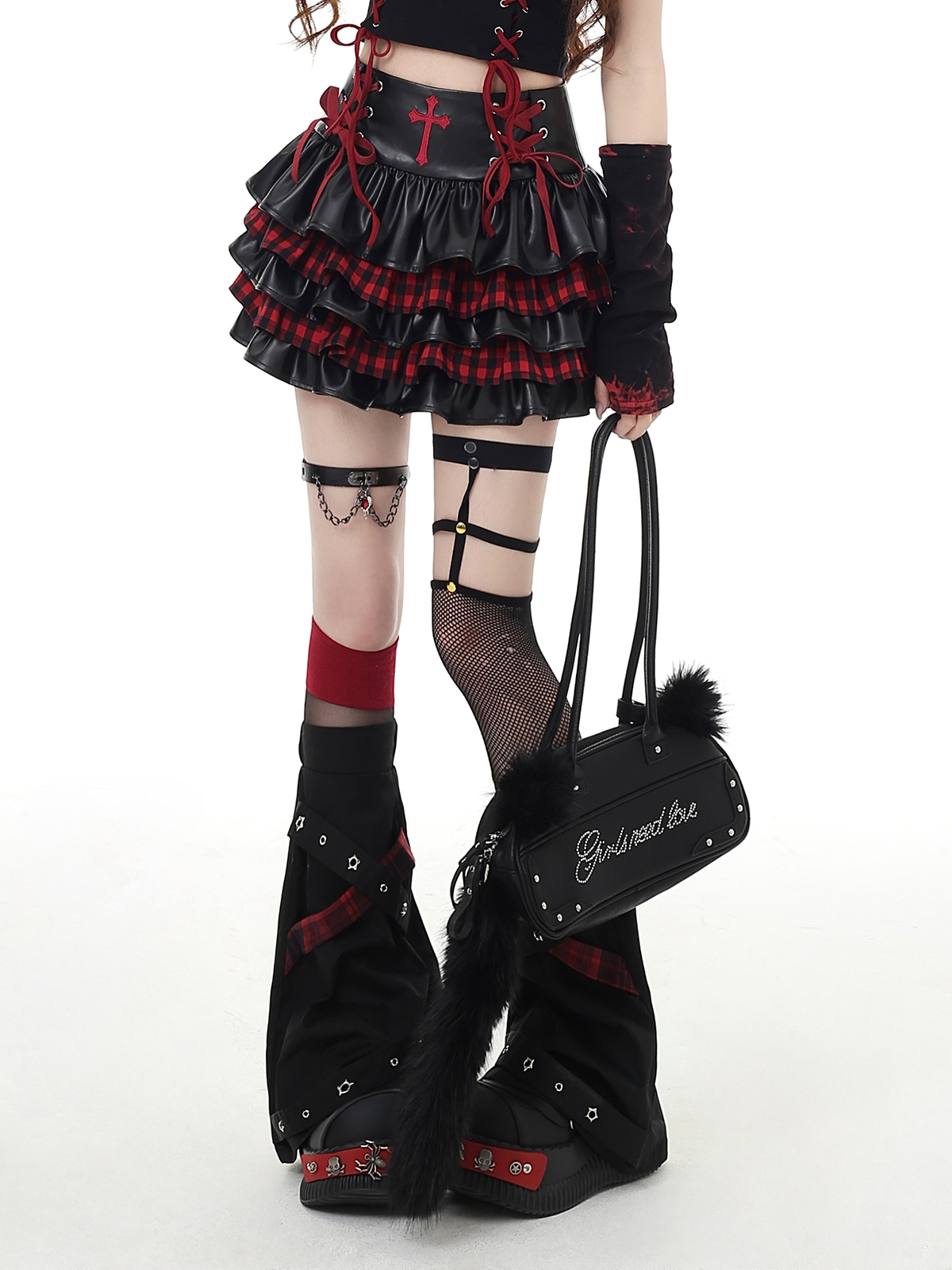 Punk cake leather skirt PA20137