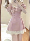 Sweet pink slim puff sleeve skirt PL53446